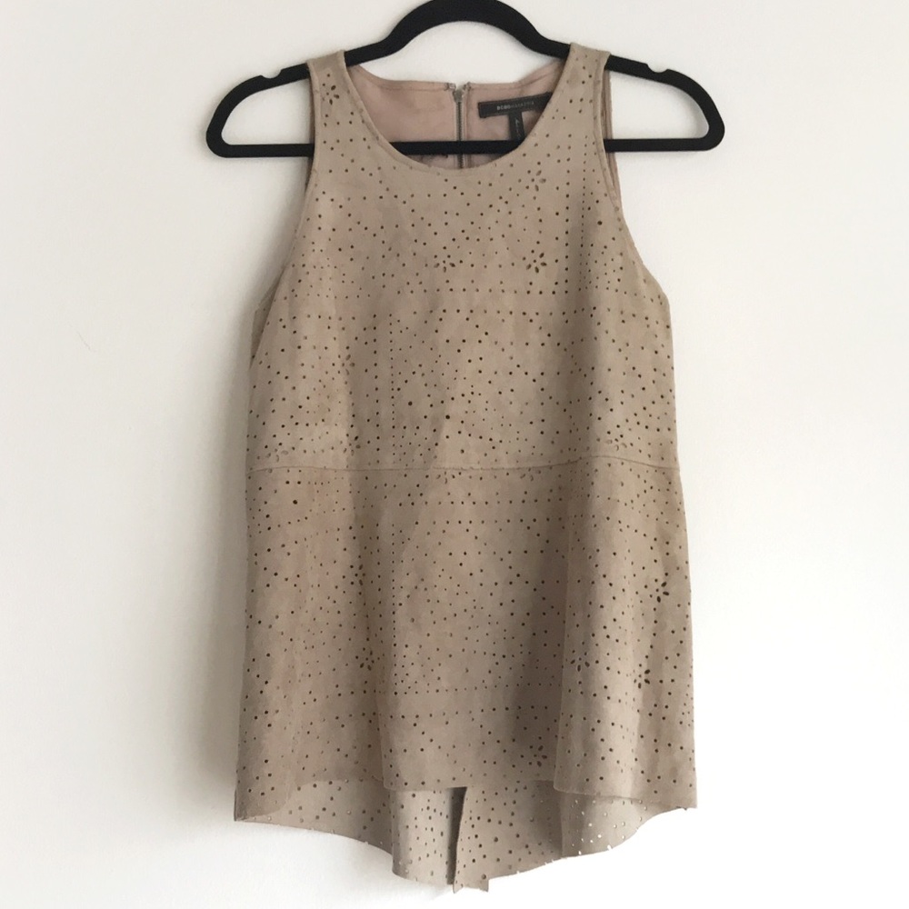 ⚡️HP⚡️ BCBG • Brown Sleeveless Suede Top